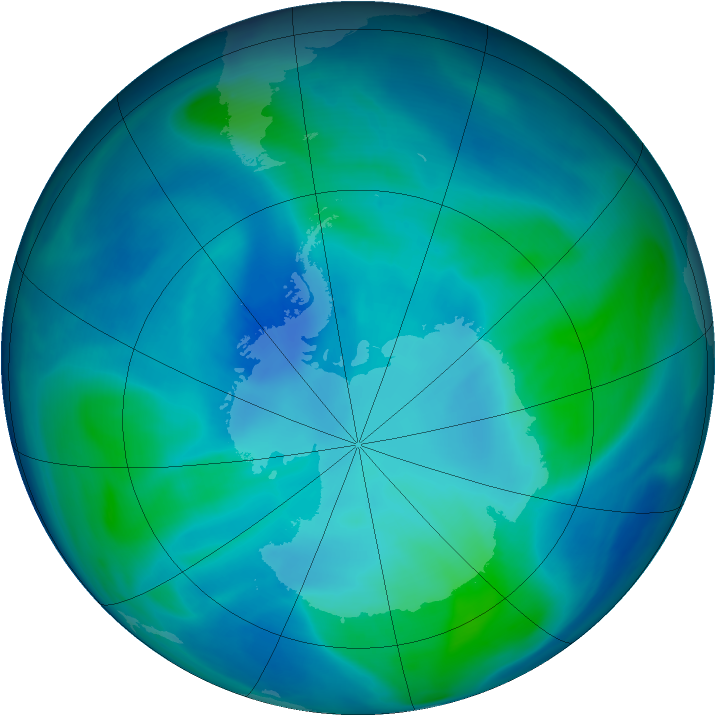 Antarctic ozone map for 15 February 2007